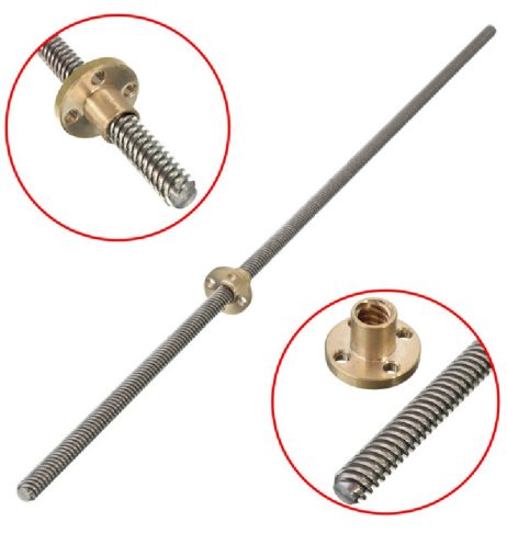 400Mm Trapezoidal Single Start Lead Screw 8Mm Thread 2Mm Pitch Lead Screw With Copper Nut