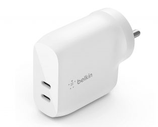 Belkin 40W (20W + 20W) Dual Port USB-C (Type C) Wall Charger/Adapter