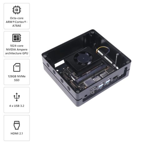 Recomputer J4012-Edge Ai Device With Jetson Orin™ Nx 16Gb Module, 4Xusb 3.2, M.2 Key E &Amp; Key M Slot, Aluminum Case, Pre-Installed Jetpack System On 128Gb Nvme Ssd (Without Adapter)