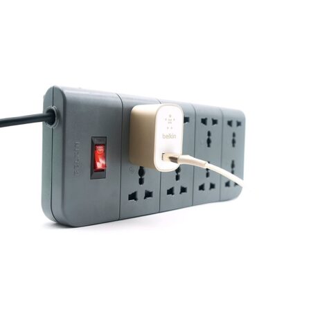 Belkin 8-Socket Surge Protector Universal Socket With 6.5Ft (2-Meter), Grey