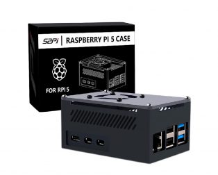 52Pi Raspberry Pi 5 Aluminum Case Black Brick Enlosure with Cooling Fan Heatsink