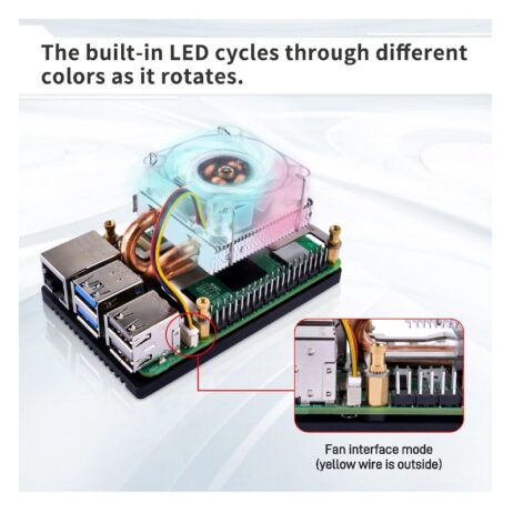 52Pi Low-Profile Ice Tower Cpu Cooling Fan Super Heat Dissipation Rgb Led Light For Raspberry Pi 5