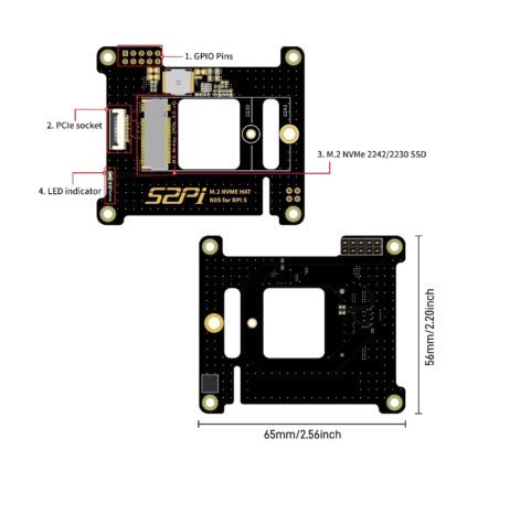 52Pi N05 M.2 2242 Pcie To Nvme Top Extension Adapter Board For Raspberry Pi 5