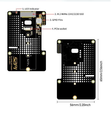 52Pi N04 M.2 2280 Pcie To Nvme Top Extension Adapter Board For Raspberry Pi 5