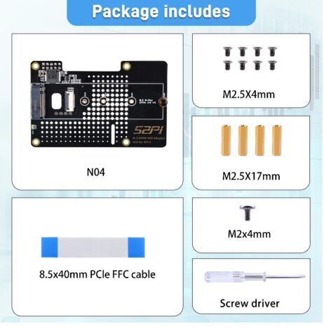 52Pi N04 M.2 2280 Pcie To Nvme Top Extension Adapter Board For Raspberry Pi 5