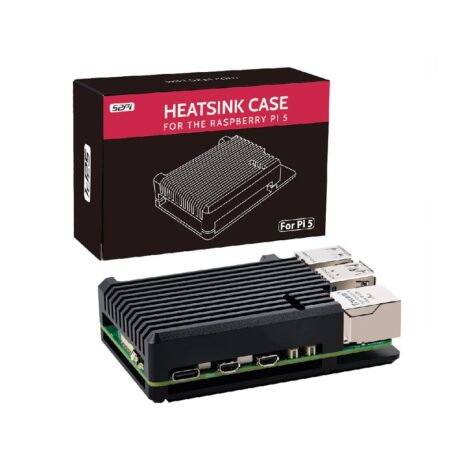 52Pi Raspberry Pi 5 Aluminum Black Case With Built-In Heat Dissipation Column And Heatsinks