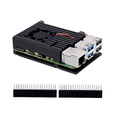 52Pi Raspberry Pi 5 Aluminum Black Case With Built-In Heat Dissipation Column And Heatsinks