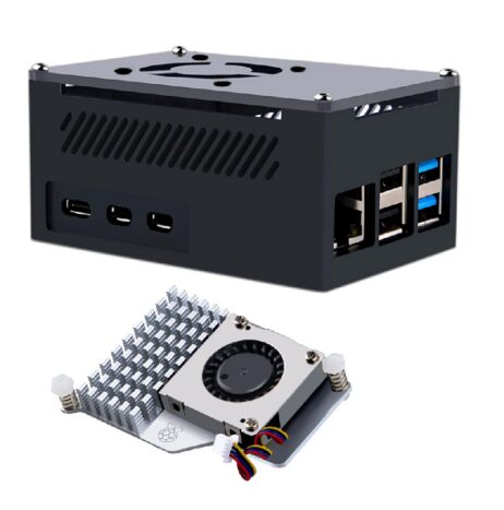 52Pi Raspberry Pi 5 Aluminum Case Black Brick Enlosure With Cooling Fan Heatsink