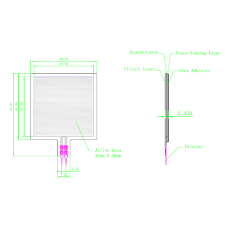 Force Sensitive Resistor Rp-S40-St (10G-20Kg)